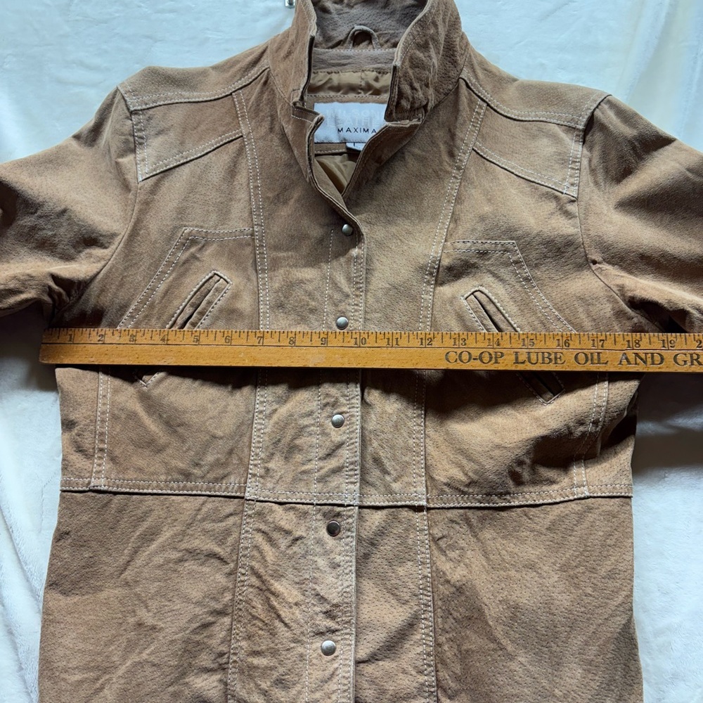 Vintage WILSONS LEATHER Maxima Cropped Beige Jacket Ladies S/M festival cowgirl - Picture 13 of 16